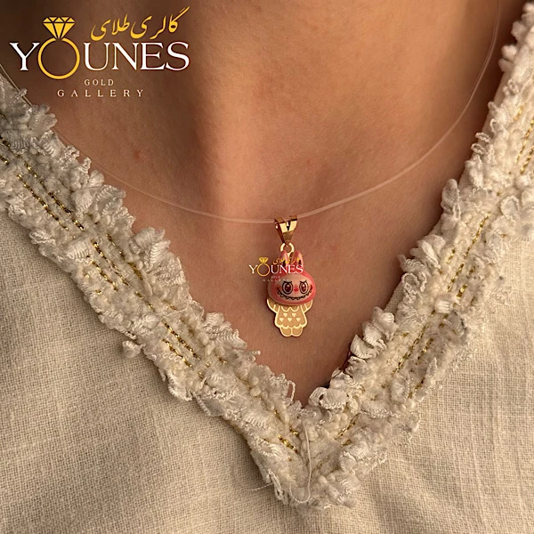 آویز سواروسکی لبوبو دخترانه صورتی طلا